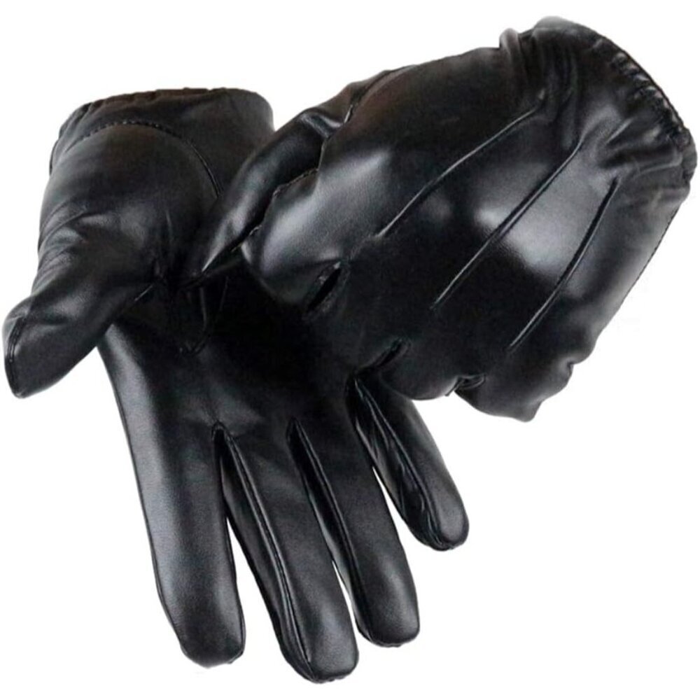 Long Keeper Men Leather Touchscreen Gloves Winter Driving Warm Wrist Gloves